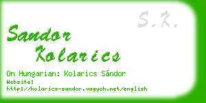 sandor kolarics business card