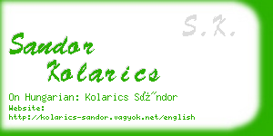 sandor kolarics business card